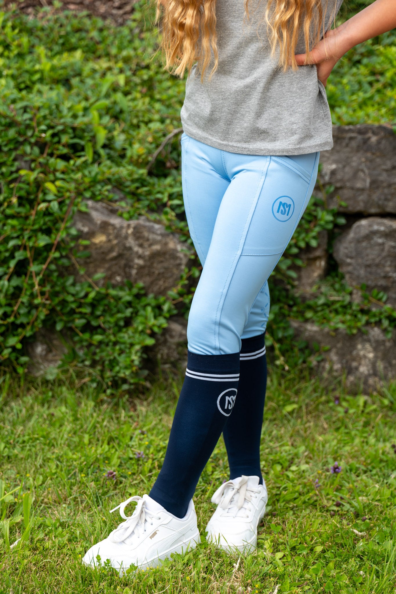 MS children's riding leggings light blue