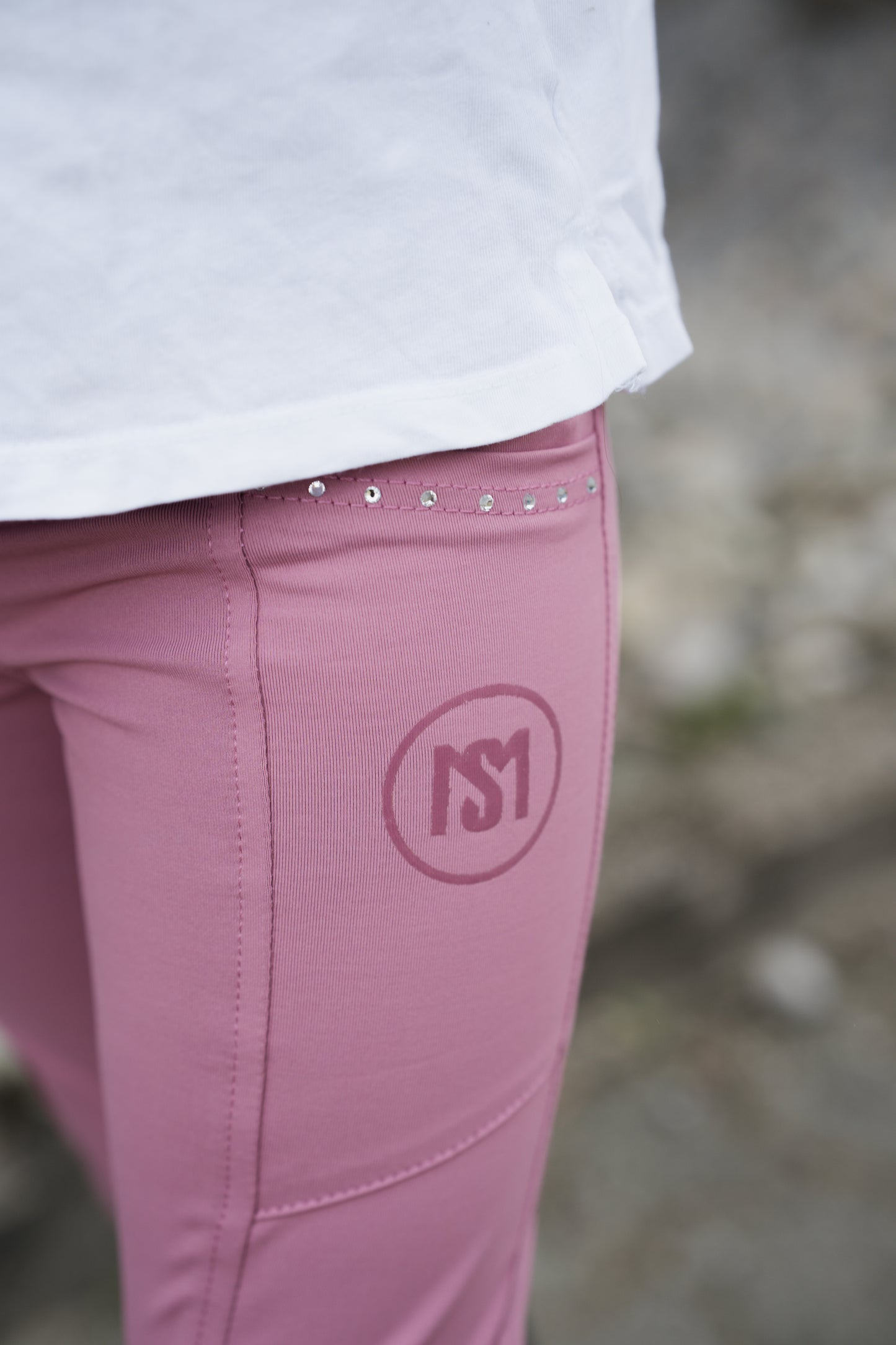 MS Kinderreitleggings Rosa mit Glitzersteinen