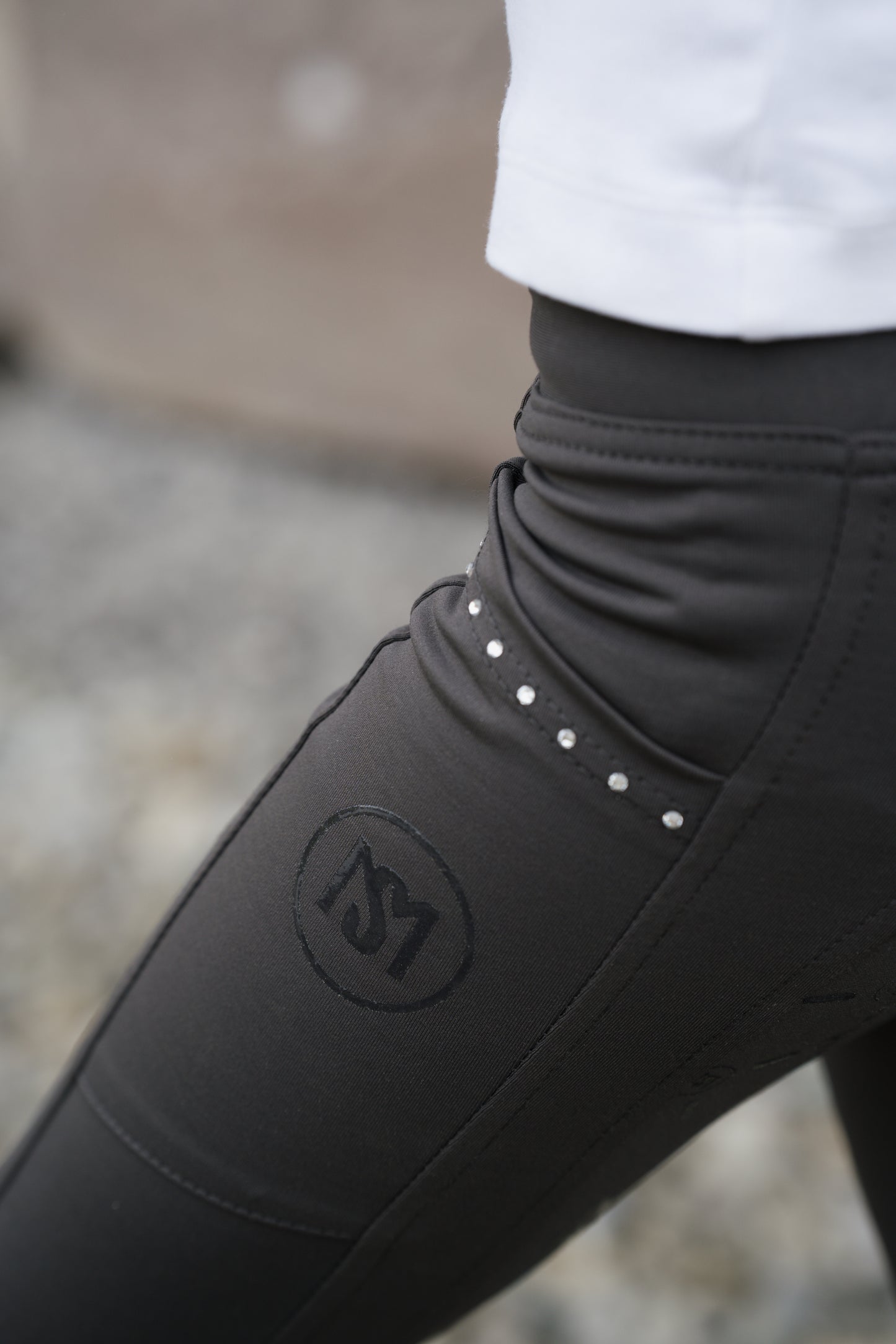 MS Kinderreitleggings Grau mit Glitzersteinen