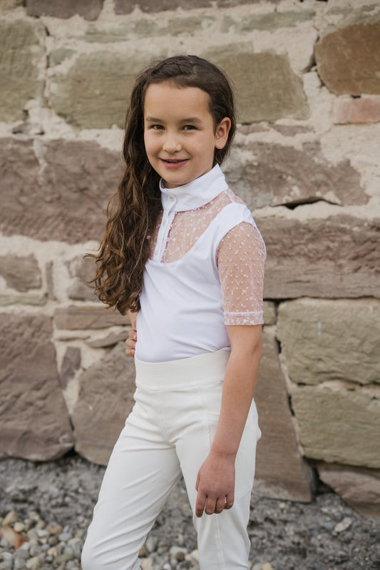 Kinder Turnierbluse kurzarm